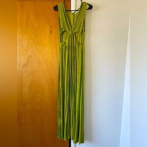 COPY - Manaola Long Dress with Cutouts. Size Small, Green Hoʻoniʻoniʻo Print.